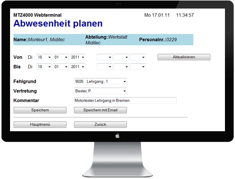 Webterminal Abwesenheitsantrag